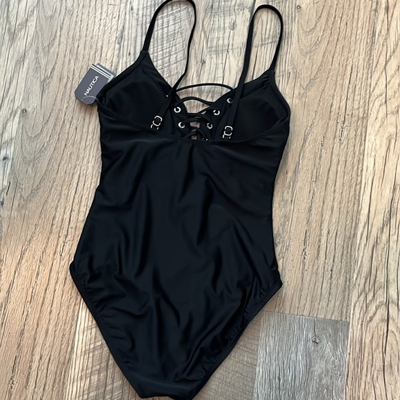 NWT Nautica Lace Up Plunge Swimsuit - Picture 4 of 8